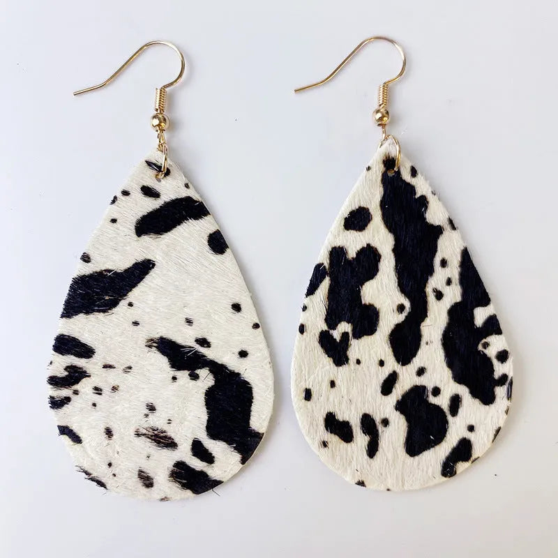 Genuine Cowhide Leather Dangle Earrings Style E One Size Earrings - Tophatter Daily Deals