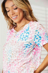 Double Take Leopard V-Neck Short Sleeve T-Shirt Women's T-Shirts - Tophatter Daily Deals