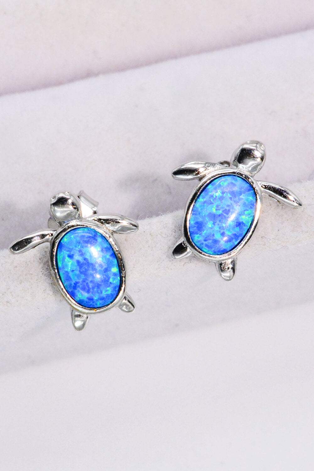 Opal Turtle Stud Earrings Blue One Size Opal - Tophatter Daily Deals