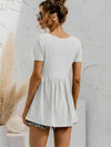 V-Neck Short Sleeve Babydoll Top Blouses - Tophatter Daily Deals