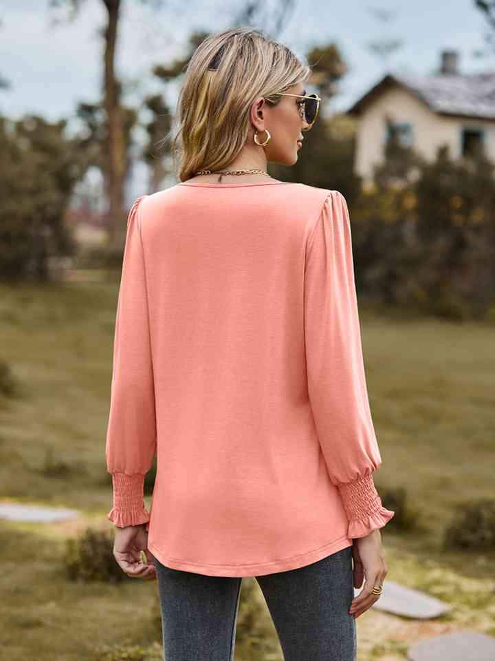 Puff Sleeve Pleated Blouse Blouses - Tophatter Daily Deals