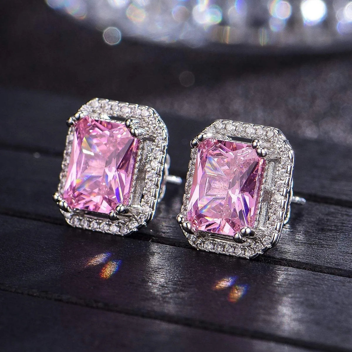 Silver-Plated Zircon Stud Earrings Earrings - Tophatter Daily Deals