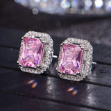 Silver-Plated Zircon Stud Earrings Earrings - Tophatter Daily Deals