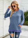 Round Neck Long Sleeve Blouse Blouses - Tophatter Daily Deals