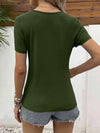 Lace Trim V-Neck Short Sleeve Blouse Women's T-Shirts - Tophatter Daily Deals