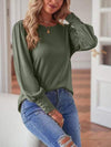 Round Neck Lantern Sleeve Blouse Blouses - Tophatter Daily Deals