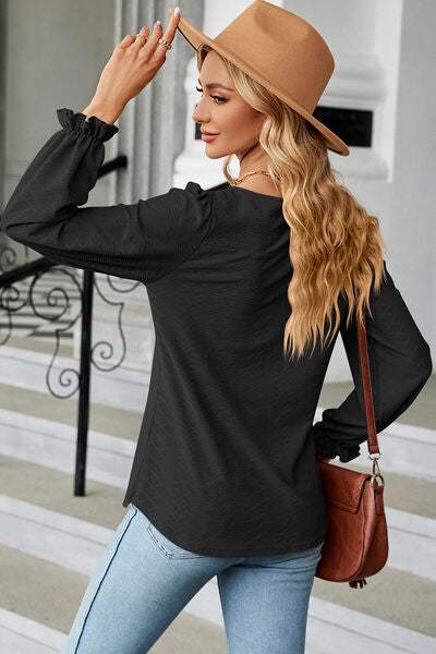 Round Neck Flounce Sleeve T-Shirt Women's T-Shirts - Tophatter Daily Deals