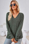 V-Neck Dropped Shoulder T-Shirt Matcha Green Women's T-Shirts - Tophatter Daily Deals