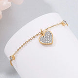 Inlaid Rhinestone Titanium Steel Heart Bracelet Bracelets - Tophatter Daily Deals