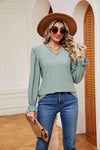 V-Neck Flounce Sleeve Blouse Blouses - Tophatter Daily Deals