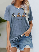 HOPPY EASTER Bunny Graphic Tee Shirt Misty Blue Women's T-Shirts - Tophatter Daily Deals
