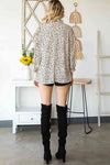 Animal Print Ruffle Collar Flounce Sleeve Blouse Blouses - Tophatter Daily Deals