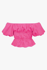 Square Neck Balloon Sleeve Cropped Blouse Blouses - Tophatter Daily Deals