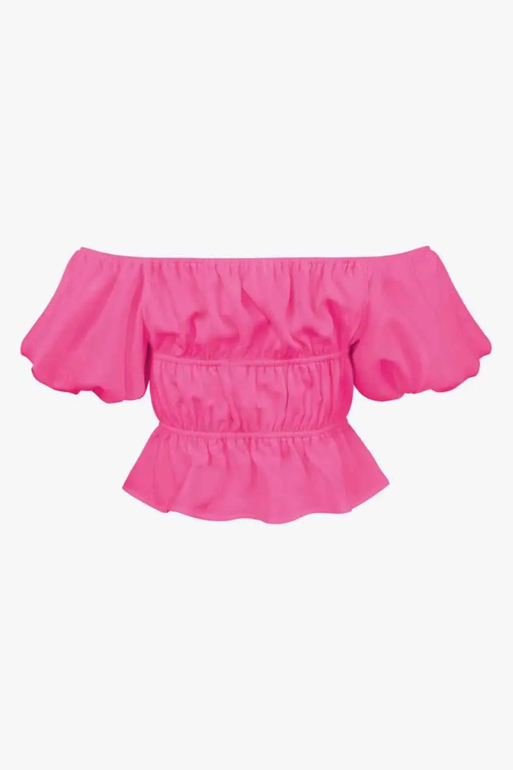 Square Neck Balloon Sleeve Cropped Blouse Blouses - Tophatter Daily Deals