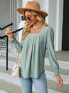 Square Neck Puff Sleeve Blouse Women's T-Shirts - Tophatter Daily Deals