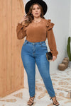 Plus Size Ruffled Round Neck Long Sleeve T-Shirt Women's T-Shirts - Tophatter Daily Deals