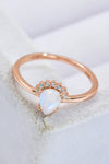 18K Rose Gold-Plated Pear Shape Natural Moonstone Ring Moonstone - Tophatter Daily Deals