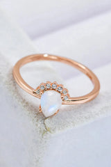 18K Rose Gold-Plated Pear Shape Natural Moonstone Ring Moonstone - Tophatter Daily Deals