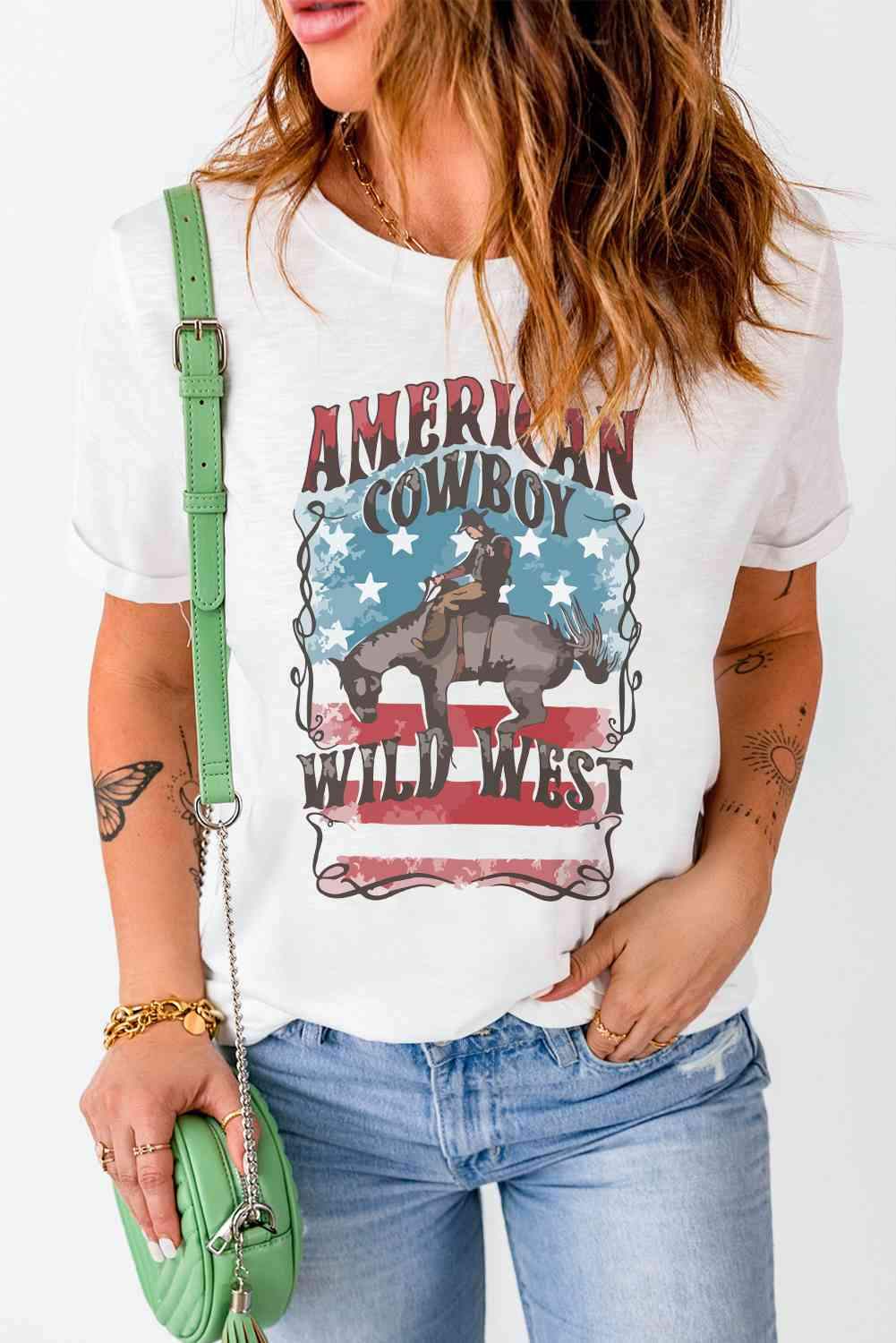 AMERICAN COWBOY WILD WEST Tee Shirt White - Tophatter Daily Deals