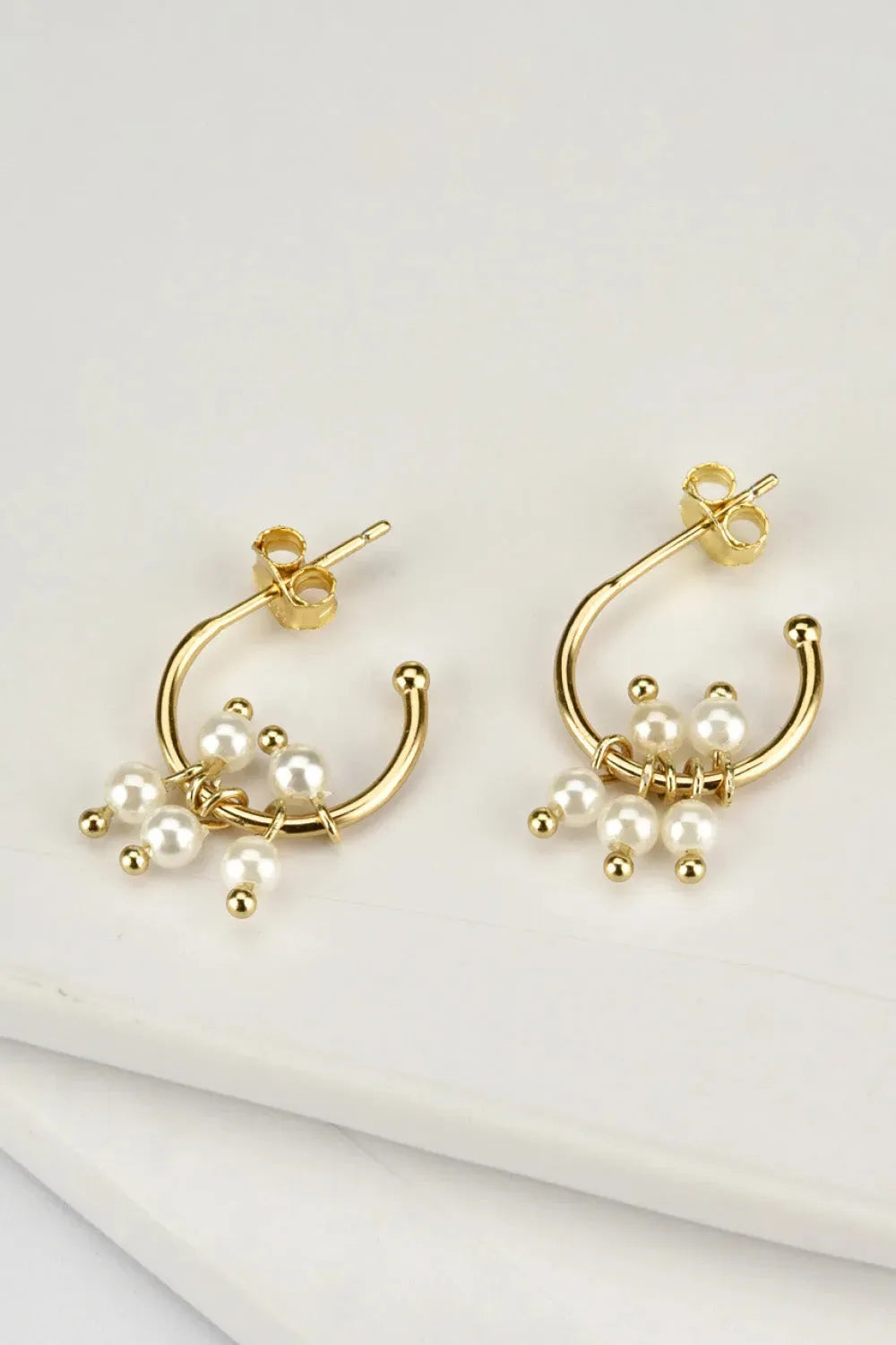 Pearl 925 Sterling Silver C-Hoop Earrings Earrings - Tophatter Daily Deals
