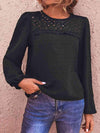 Swiss Dot Lace Trim Long Sleeve Blouse - Uncle Tophatter Offers Only The Best Deals And Didcounts