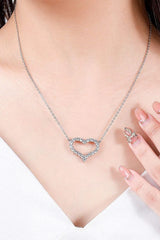 1 Carat Moissanite Heart Pendant Chain-Link Necklace Moissanite - Tophatter Daily Deals