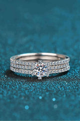 Moissanite 925 Sterling Silver Ring Set Moissanite - Tophatter Daily Deals