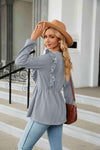 Round Neck Ruffled Peplum Blouse Blouses - Tophatter Daily Deals