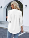 Notched Puff Sleeve Blouse Blouses - Tophatter Daily Deals