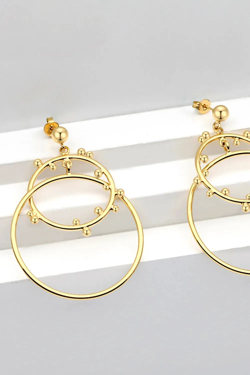 18K Gold-Plated Double Hoop Drop Earrings Earrings - Tophatter Daily Deals