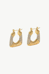 18K Gold Plated Inlaid Cubic Zirconia Earrings Gold One Size Earrings - Tophatter Daily Deals