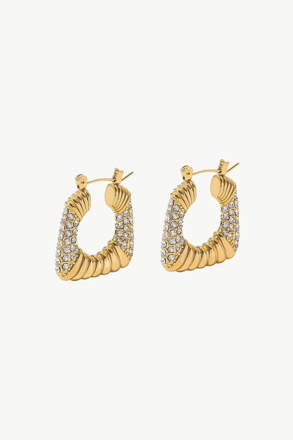 18K Gold Plated Inlaid Cubic Zirconia Earrings Gold One Size Earrings - Tophatter Daily Deals