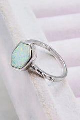 Opal Hexagon 925 Sterling Silver Ring Opal - Tophatter Daily Deals