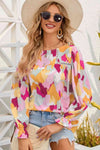 Printed Flounce Sleeve Buttoned Blouse Blouses - Tophatter Daily Deals