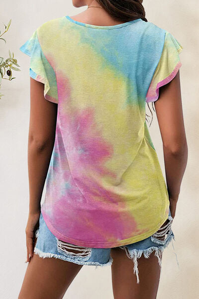 Printed Round Neck Short Sleeve T-Shirt Women's T-Shirts - Tophatter Daily Deals