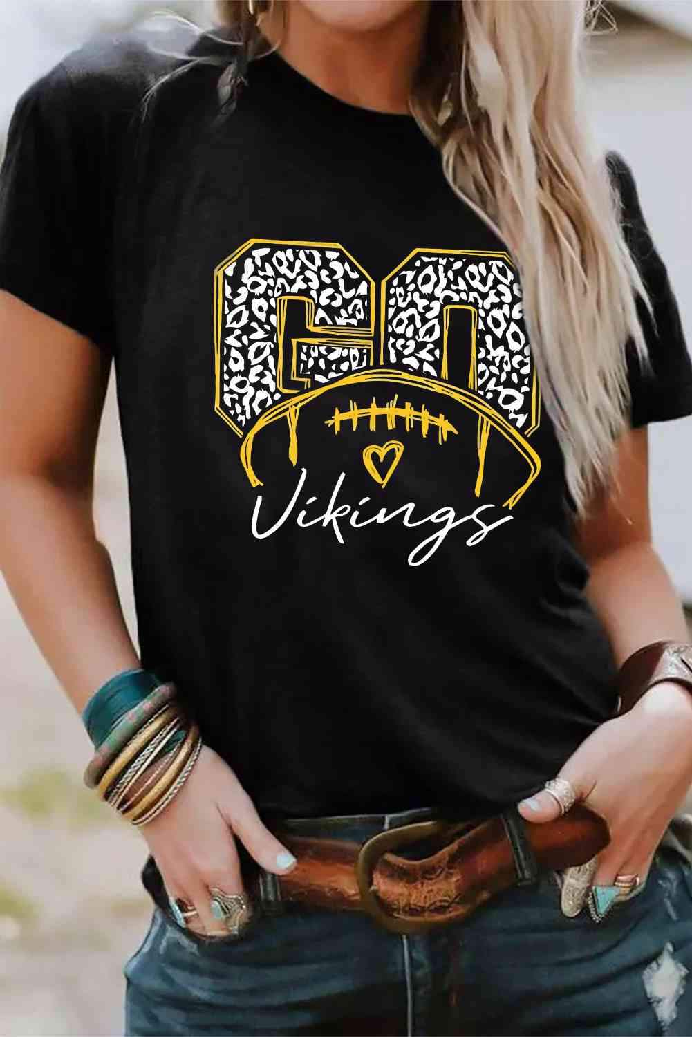 VIKINGS Graphic Short Sleeve T-Shirt Women's T-Shirts - Tophatter Daily Deals