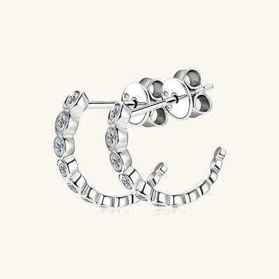 Inlaid Moissanite 925 Sterling Silver C-Hoop Earrings Moissanite - Tophatter Daily Deals