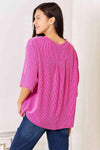 Sew In Love Full Size Ribbed V-Neck Short Sleeve Top Blouses - Tophatter Daily Deals