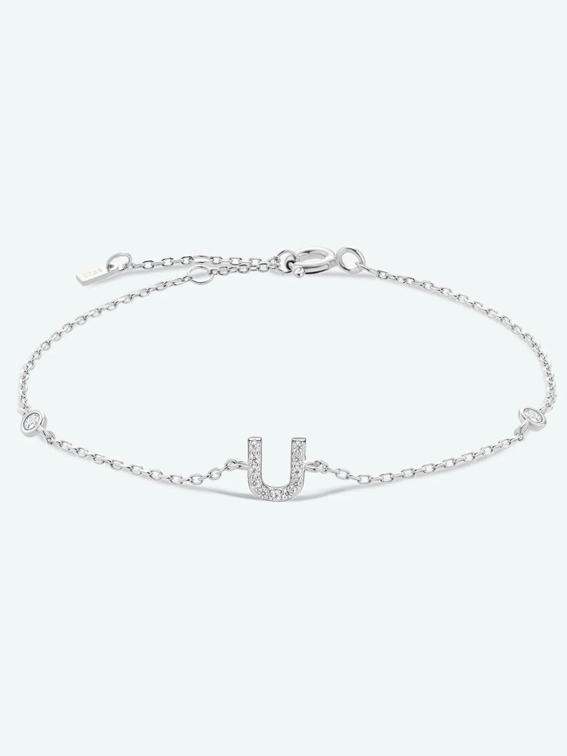 Q To U Zircon 925 Sterling Silver Bracelet U Silver One Size Bracelets - Tophatter Daily Deals