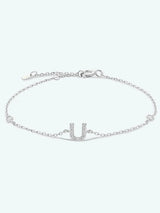 Q To U Zircon 925 Sterling Silver Bracelet U Silver One Size Bracelets - Tophatter Daily Deals