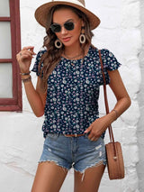 Textured Flutter Sleeve Blouse Blouses - Tophatter Daily Deals