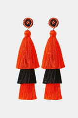 Baeds Detail Triple Layered Tassel Earring Black One Size Earrings - Tophatter Daily Deals