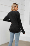 Drawstring Ribbed Long Sleeve T-Shirt Women's T-Shirts - Tophatter Daily Deals