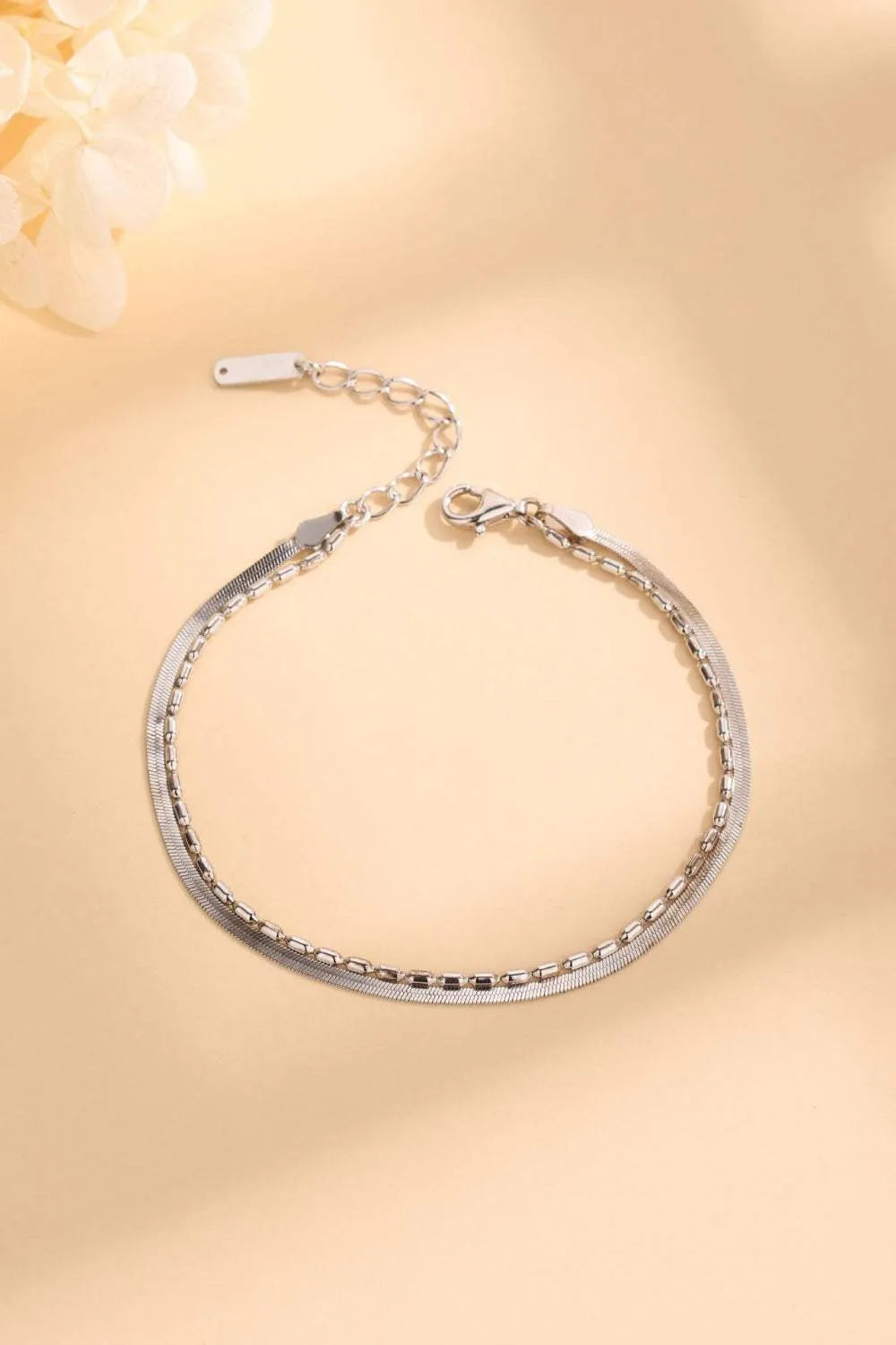 Double-Layered 925 Sterling Silver Bracelet Silver One Size Bracelets - Tophatter Daily Deals
