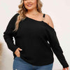 Plus Size One-Shoulder Asymmetrical Blouse Black Blouses - Tophatter Daily Deals