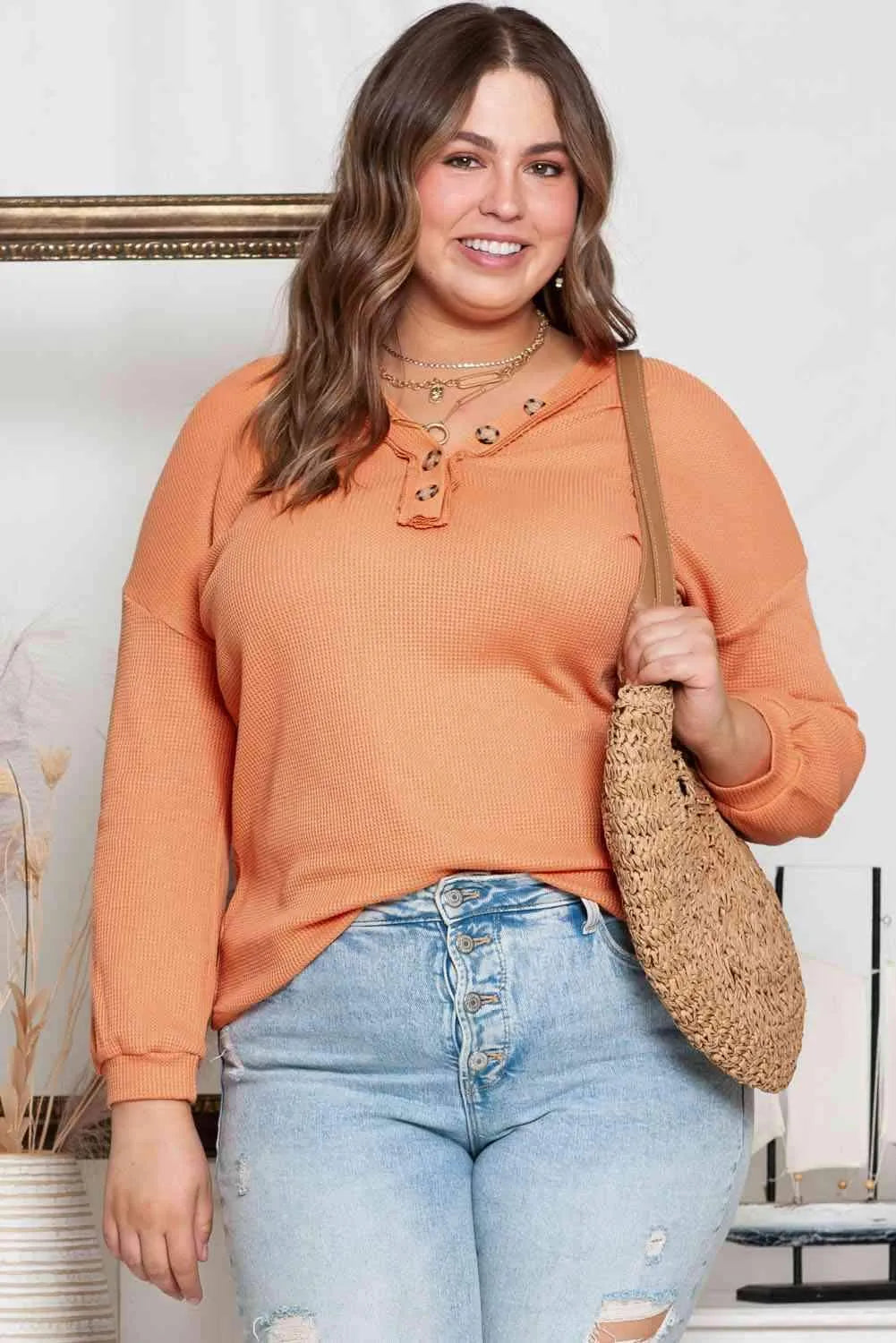Plus Size V-Neck Dropped Shoulder Top Blouses - Tophatter Daily Deals