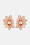 Geometrical Shape Glass Stone Dangle Earrings Peach One Size Earrings - Tophatter Daily Deals