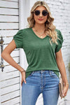 V-Neck Twisted Short Sleeve T-Shirt Women's T-Shirts - Tophatter Daily Deals