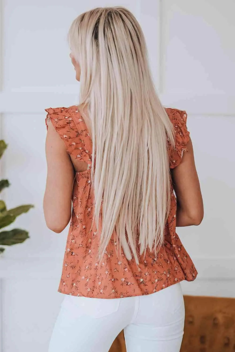 Floral Smocked Square Neck Top Blouses - Tophatter Daily Deals