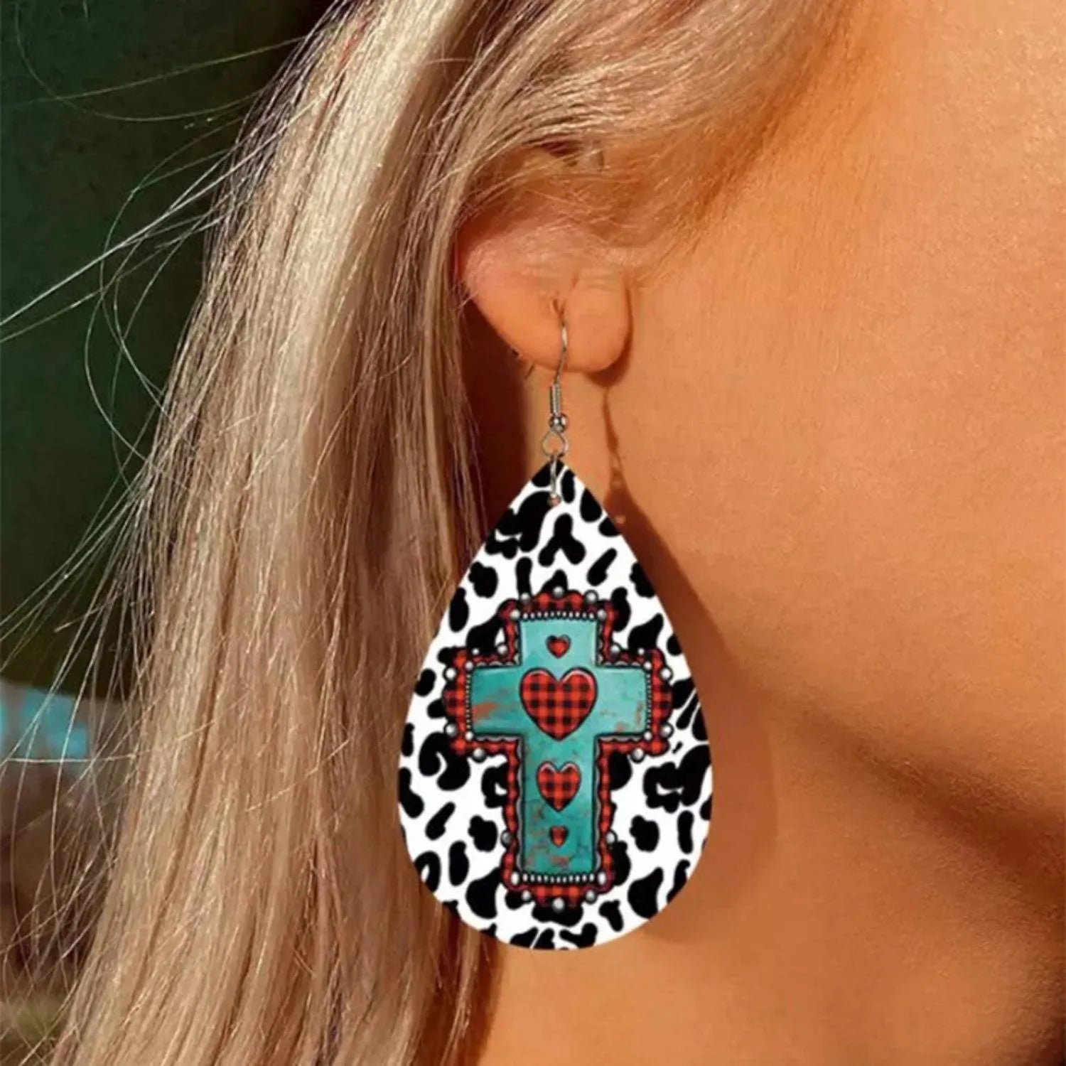 PU Leather Iron Hook Teardrop Earrings Earrings - Tophatter Daily Deals